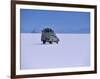 Vehicle Drives across the Crusted Salt of the Salar De Uyuni, the Largest Salt Flat in the World-John Warburton-lee-Framed Photographic Print