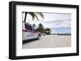 Vehicles of the Ocean Rescue in the Lummus Park, Ocean Drive, Art Deco District-Axel Schmies-Framed Photographic Print