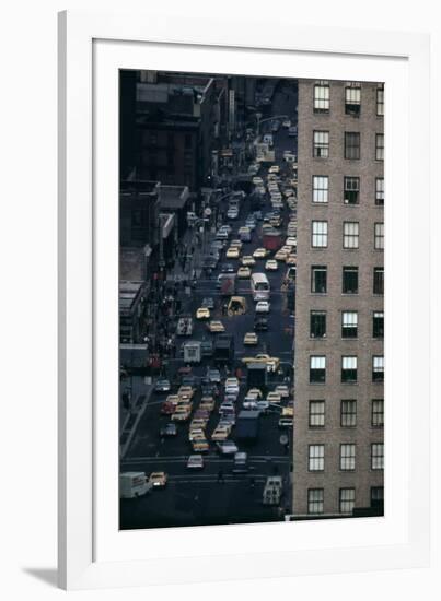 Vehicles on Manhattan's Sixth Avenue at 42nd Street in NYC in 1970s-null-Framed Photo