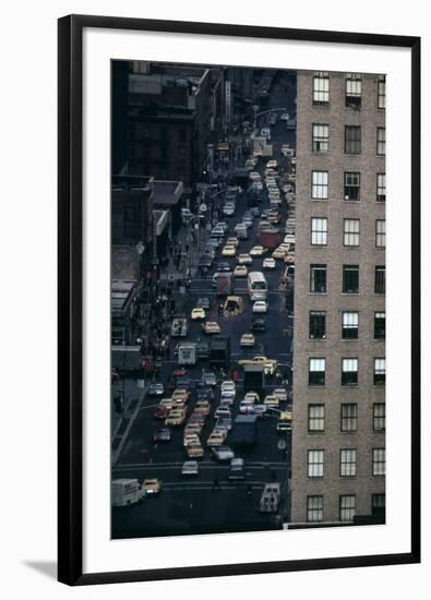 Vehicles on Manhattan's Sixth Avenue at 42nd Street in NYC in 1970s-null-Framed Photo