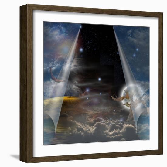 Veil Of Sky Pulled Open To Reveal Other-rolffimages-Framed Art Print