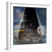 Veil Of Sky Pulled Open To Reveal Other-rolffimages-Framed Art Print