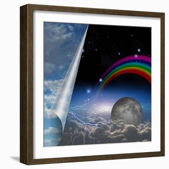 Veil Of Sky Pulled Open To Reveal Other-rolffimages-Framed Art Print