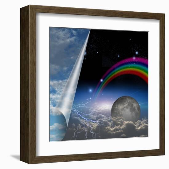 Veil Of Sky Pulled Open To Reveal Other-rolffimages-Framed Art Print