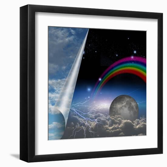 Veil Of Sky Pulled Open To Reveal Other-rolffimages-Framed Art Print