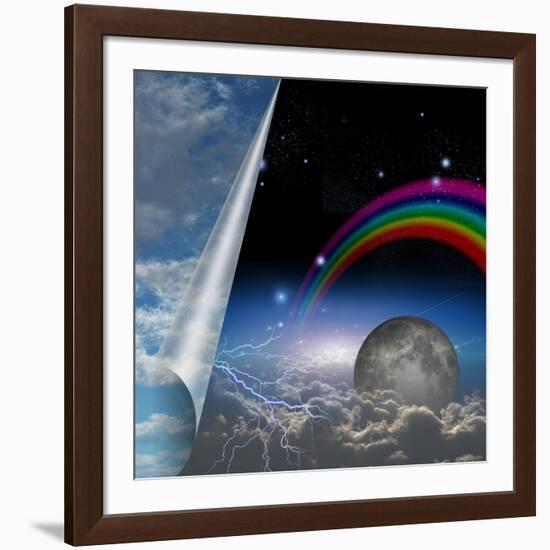 Veil Of Sky Pulled Open To Reveal Other-rolffimages-Framed Art Print