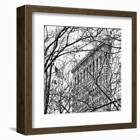 Veiled Flatiron Building (b/w) (detail)-Erin Clark-Framed Art Print