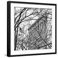 Veiled Flatiron Building (b/w) (detail)-Erin Clark-Framed Art Print