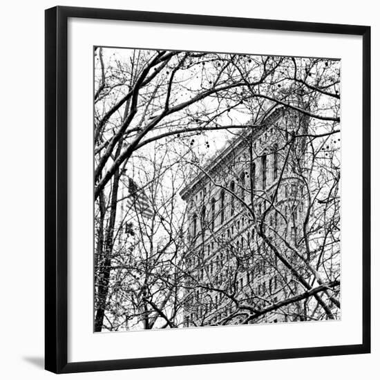 Veiled Flatiron Building (b/w) (detail)-Erin Clark-Framed Art Print