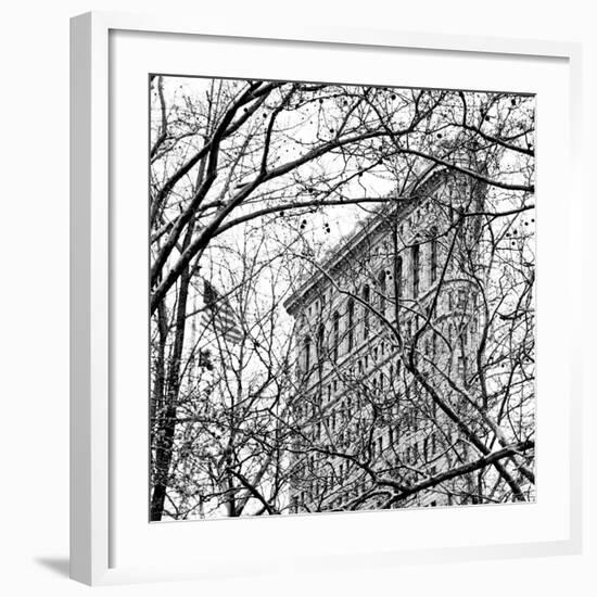 Veiled Flatiron Building (b/w) (detail)-Erin Clark-Framed Art Print