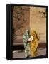 Veiled Muslim Women Talking at Base of City Walls, Morocco-Merrill Images-Framed Stretched Canvas