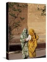 Veiled Muslim Women Talking at Base of City Walls, Morocco-Merrill Images-Stretched Canvas