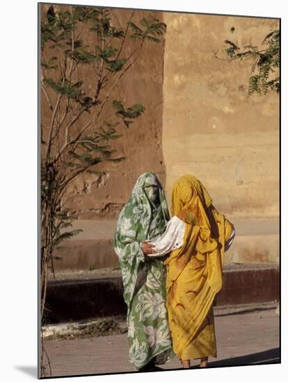 Veiled Muslim Women Talking at Base of City Walls, Morocco-Merrill Images-Mounted Premium Photographic Print