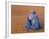 Veiled Tuareg Man Sitting Cross-Legged on the Sand, Erg Chebbi, Morocco-null-Framed Photographic Print