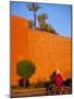 Veiled Woman Bicycling Below Red City Walls, Marrakech, Morocco-Merrill Images-Mounted Photographic Print