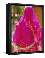 Veiled Woman, Jalor Region, Rajasthan, India-Bruno Morandi-Framed Stretched Canvas