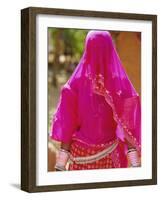 Veiled Woman, Jalor Region, Rajasthan, India-Bruno Morandi-Framed Photographic Print