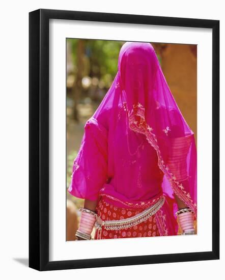 Veiled Woman, Jalor Region, Rajasthan, India-Bruno Morandi-Framed Photographic Print