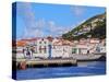 Velas seen from the ocean, Sao Jorge Island, Azores, Portugal, Atlantic, Europe-Karol Kozlowski-Stretched Canvas