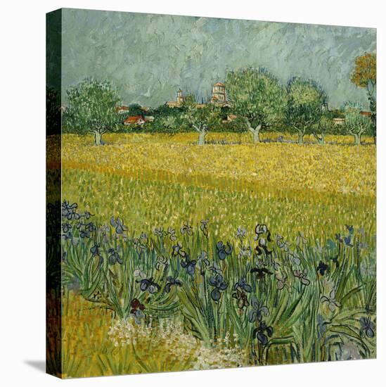 Veld met bloemen bij Arles / Field with flowers near Arles. Date/Period: 1888. Painting. Oil on ...-VINCENT VAN GOGH-Stretched Canvas