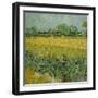 Veld met bloemen bij Arles / Field with flowers near Arles. Date/Period: 1888. Painting. Oil on ...-VINCENT VAN GOGH-Framed Premium Giclee Print