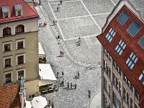 People Walk on the Market Square in Wroclaw, Poland. Top View.-Velishchuk Yevhen-Framed Stretched Canvas