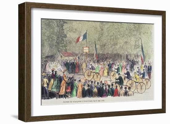 Velocipede Race at Saint-Cloud, 31st May, 1808-null-Framed Giclee Print