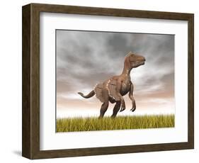 Velociraptor Dinosaur Standing in the Yellow Grass-null-Framed Art Print