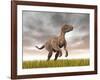 Velociraptor Dinosaur Standing in the Yellow Grass-null-Framed Art Print