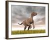 Velociraptor Dinosaur Standing in the Yellow Grass-null-Framed Art Print