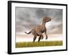 Velociraptor Dinosaur Standing in the Yellow Grass-null-Framed Art Print