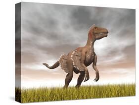 Velociraptor Dinosaur Standing in the Yellow Grass-null-Stretched Canvas