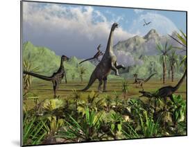 Velociraptor Dinosaurs Attack a Camarasaurus for their Next Meal-Stocktrek Images-Mounted Photographic Print