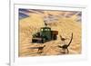 Velociraptors React Curiously to a 1930's American Pickup Truck-null-Framed Art Print