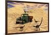 Velociraptors React Curiously to a 1930's American Pickup Truck-null-Framed Art Print