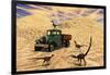 Velociraptors React Curiously to a 1930's American Pickup Truck-null-Framed Art Print