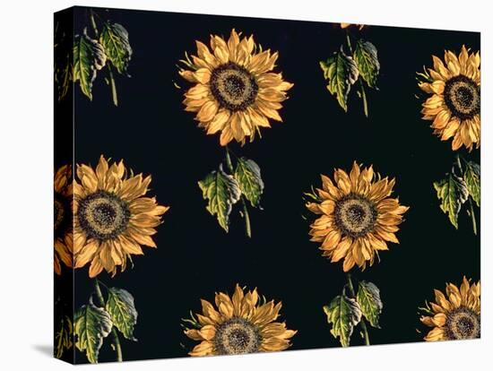 Velours au Sabre: Silk decoration of Sunflowers by Maison Ogier and Duplan, Lyon 1894-null-Stretched Canvas