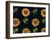 Velours au Sabre: Silk decoration of Sunflowers by Maison Ogier and Duplan, Lyon 1894-null-Framed Giclee Print