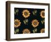 Velours au Sabre: Silk decoration of Sunflowers by Maison Ogier and Duplan, Lyon 1894-null-Framed Giclee Print