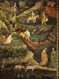 April or Aries with Ploughing with Oxen, Women in Garden and Rabbits in Forest-Venceslao-Giclee Print