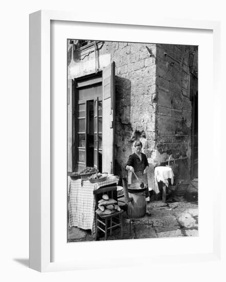 Vendor Selling Mussels and Bread in the Street-Alfred Eisenstaedt-Framed Photographic Print