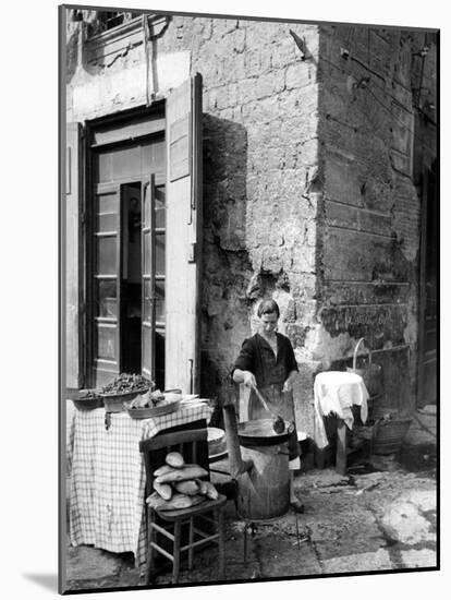 Vendor Selling Mussels and Bread in the Street-Alfred Eisenstaedt-Mounted Photographic Print