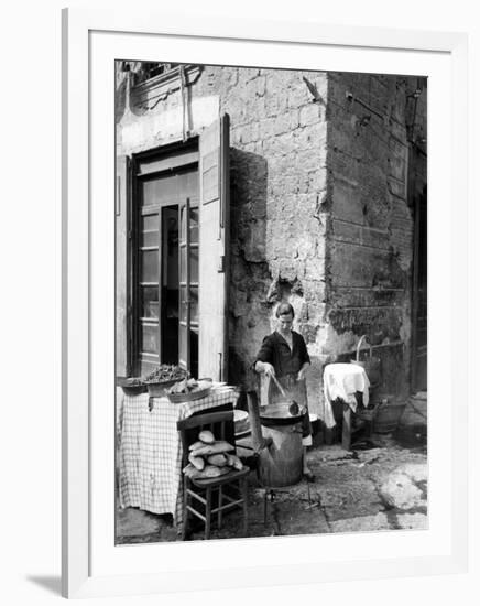 Vendor Selling Mussels and Bread in the Street-Alfred Eisenstaedt-Framed Photographic Print