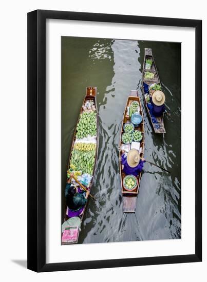 Vendors Paddle their Boats, Damnoen Saduak Floating Market, Thailand-Andrew Taylor-Framed Photographic Print