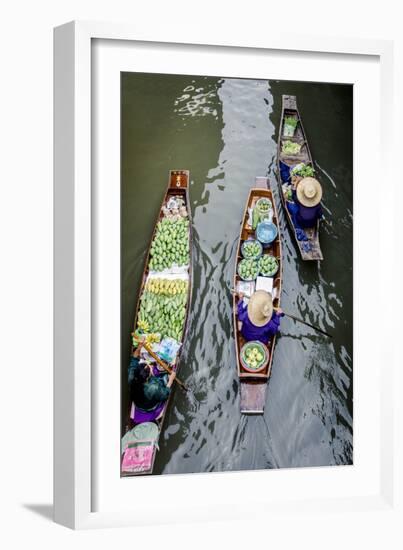 Vendors Paddle their Boats, Damnoen Saduak Floating Market, Thailand-Andrew Taylor-Framed Photographic Print