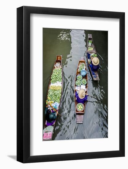 Vendors Paddle their Boats, Damnoen Saduak Floating Market, Thailand-Andrew Taylor-Framed Photographic Print