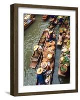 Vendors, Waterways and Floating Market, Damnern Saduak, Thailand-Bill Bachmann-Framed Photographic Print