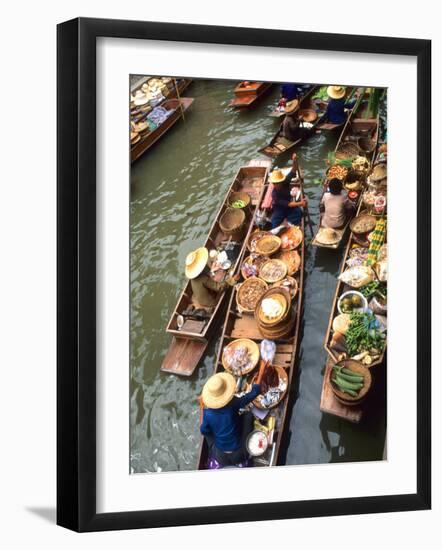 Vendors, Waterways and Floating Market, Damnern Saduak, Thailand-Bill Bachmann-Framed Photographic Print