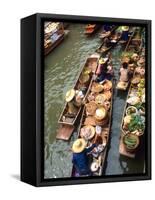 Vendors, Waterways and Floating Market, Damnern Saduak, Thailand-Bill Bachmann-Framed Stretched Canvas
