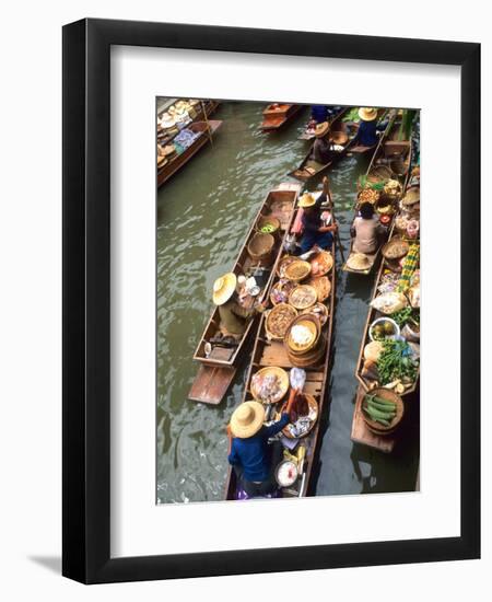 Vendors, Waterways and Floating Market, Damnern Saduak, Thailand-Bill Bachmann-Framed Photographic Print